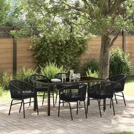 vidaXL Garten Essgruppe 7 pcs Schwarz Pulverbeschichteter Stahl - Schwarz