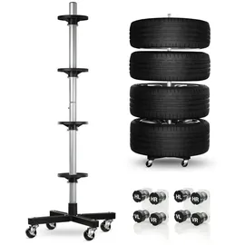 bonsport Felgenbaum Felgenbaum für 4 Autoreifen inkl. 8er-Set Reifenmarkierer schwarz|silberfarben