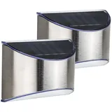 Hi LED Solar Wandleuchten Edelstahl 2 Stück kaltweiß 10x5x8cm,