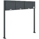 AL Briefkastensysteme Standbriefkasten 3 Fach Anthrazitgrau inkl. Zeitungsfach