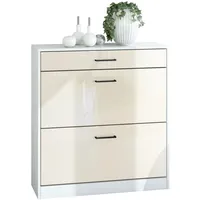 Vladon Schuhschrank, Creme, Holzwerkstoff, 89x95.5x27 cm, Garderobe, Schuhaufbewahrung, Schuhkipper