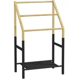 Homcom Handtuchhalter, Freistehend Handtuchständer mit Ablage, 3 Handtuchstangen,