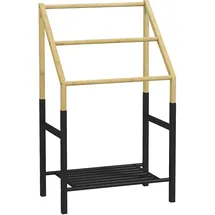 Homcom Handtuchhalter, Freistehend Handtuchständer mit Ablage, 3 Handtuchstangen,