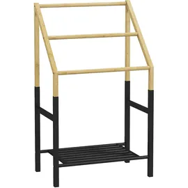 Homcom Handtuchhalter, Freistehend Handtuchständer mit Ablage, 3 Handtuchstangen,