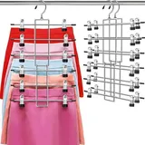 Hosenbügel Mit Clips, Platzsparende Aufbewahrungseinheit - 6 Ebenen, Rockbügel Mit 360° Drehbarem Haken (2er-set)