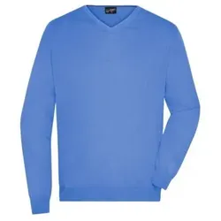 Herren V-Pullover JN659, Gletscher-blau, Größe XXL - blau - XXL