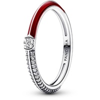 PANDORA ME Pavé & Rot Doppelring aus Sterlingsilber mit Zirkonia in der Farbe Silber-Rot, PANDORA ME Collection, Gr.52, 192528C01-52