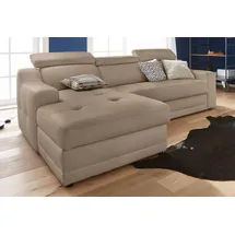 exxpo - sofa fashion "Lotos, bequem und funktionell, Federkern, Breite 242cm, L-Form", braun (schlamm), B:242cm H:92cm T:98cm, NaturLEDER (echtes Rindsleder) in Sitz und Rücken.
