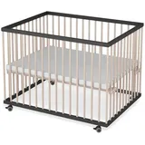 Sämann Babybett Laufgitter 75x100 cm Matratze schwarz/natur Premium Kollektion beige|schwarz