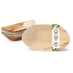 BIOZOYG 25 Stück Einwegschale 20cm Palmblattschale Schiffchenform Einweggeschirr Palmblatt Boot biologisch abbaubar biologisch kompostierbar