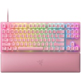 Razer Huntsman V2 Tenkeyless (Red Switch) - Optische Gaming-Tastatur ohne Ziffernblock (Lineare Optische Switches, Doubleshot PBT-Tastenkappen, Handballenauflage) QWERTY US-Layout | Quartz Pink