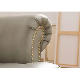 Massivmoebel24 Sessel Chesterfield Leder 84 x 84 x 94 cm Grau