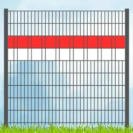 zaun|zu® Sichtschutzstreifen 200 x 10 cm Rot/Weiß Kunststoff