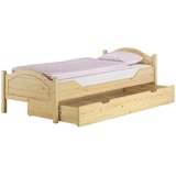 Erst-Holz Massivholz-Bett Kiefer natur 100x200 Einzelbett Rollrost Matratze Bettkasten 60.30-10MS4,