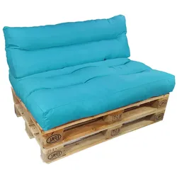NYVI Palettenkissen Set SunLounge - Paletten Sitzkissen 120x80 cm + Rückenlehne 120x40 cm Farbe:Aqua;Variante:2-teiliges Set