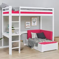 Hoppekids Hochbett »ECO Dream, Kinderbett mit Trittleiter, 90x200cm«, FSC® zert. Massivholz, Schreibtisch, Loungesofa inkl. passende Polster,