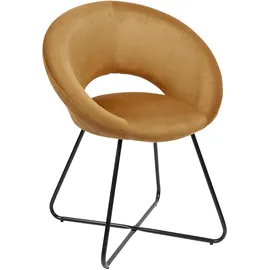 Home Deco Factory HOME DECO FACTORY, HD0064, runder Cotele Giulia-Sessel aus Samt in Gelb, Lounge-Edition, Möbel, Sitz, Sofa und Sessel, 67 x 84 x 52 cm, Sitzhöhe 52 cm, Gelb-Schwarz