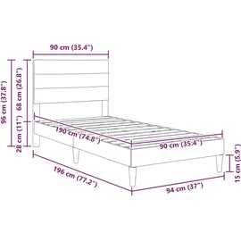 vidaXL Bettrahmen mit Kopfteil Taupe 90 x 190 cm Stoff