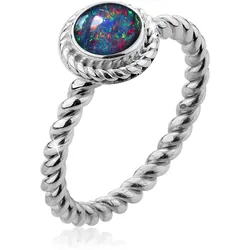 Fingerring NENALINA "Opal-Triplette Geburtsstein Oktober 925 Silber" Gr. 54, grau, Fingerringe, Damen, 54mm,mit Steinen, Silber 925 (Sterlingsilber), 2mm