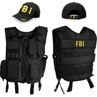 normani Polizei-Kostüm Kostüm bestehend aus Weste, Patch und Cap, Faschingskostüm SWAT FBI POLICE SECURITY schwarz 5XL/6XL | 5XL/6XL