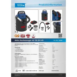 Güde AS 18-201-05 inkl. 1 x 2,0 Ah + Zubehör