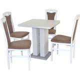 HOFMANN LIVING AND MORE Essgruppe »5tlg. Tischgruppe«, (Spar-Set, 5 tlg 5tlg. Tischgruppe), weiß weiß, , 19741848-0 B/H/T: 45 cm x 95 cm x 48 cm, Polyester, braun, weiß) Essgruppen
