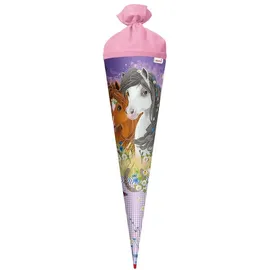ROTH Schultüte Blumenpferde, 70cm, rund, Filzverschluss