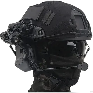 Outdoor CS Spiel Taktischer Helm, Militär-Stil Fast Schutz Helm Set Mit Airsoft Maske, Paintball Brille Taktischer Headset,Teleskop-Modell Army Militärstil Cs Spiel Set