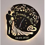 Designbysh Personalisierte LED Wanduhr Liebe 4" Geschenk Hochzeit Hochzeitstag Geschenk Partner Liebe Paar Ehemann Ehefrau Mann Frau goldene Silberne Valentinstag Jahrestag