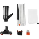 Hyuduo Teichsauger, Kleiner Poolsauger, Tragbarer ABS-Teichsauger mit 5-teiligem Aluminiumlegierungsstab und Feinmaschigem Nylonbeutel für Poolreinigungs-Staubsauger (EU-Stecker)