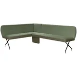 OTTO home Eckbank OTTO HOME "Bruna Esszimmerbank, Bank, Küchenbank, Polsterbank", grün, B:241cm H:87cm T:177cm, Holzwerkstoff, Massivholz, Metall, Polyester, Sitzbänke, Eckbank, Mattschwarzes Metallgestell, 2-Stoff-Design, Wellenfederung im Sitz
