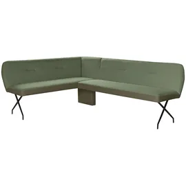 OTTO home Eckbank OTTO HOME "Bruna Esszimmerbank, Bank, Küchenbank, Polsterbank", grün, B:241cm H:87cm T:177cm, Holzwerkstoff, Massivholz, Metall, Polyester, Sitzbänke, Eckbank, Mattschwarzes Metallgestell, 2-Stoff-Design, Wellenfederung im Sitz
