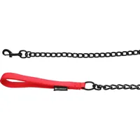 Karlie Hundeleine – Kettenleine mit Neopren-Griff – 0.7m x 19mm – Flamingo Trero Rot – Metall & Nylon – Beschläge matt schwarz