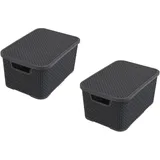 branq home essential BranQ Aufbewahrungsbox Deckel Korb 19 l 2-tlg. anthrazit