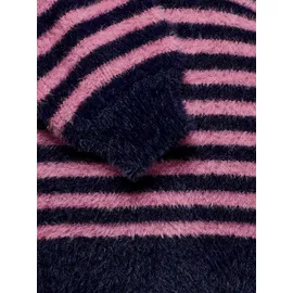 KIDS ONLY Rundhalspullover "KOGNEWPIUMO L/S PULLOVER CP KNT NOOS", Kinder, Gr. 110/116, blau (night sky stripes:mauve orchid), Strick, Obermaterial: 70% Nylon, 30% Polyacryl, gestreift, regular fit normal, Rundhals, Bündchen, Pullover Rundhalspullover, Kunstfaser
