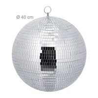 Relaxdays Discokugel, Silber, Textil, Glas, 40x44x40 cm, Dekoration