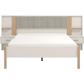 Home Affaire Bett HOME AFFAIRE "Belfort Bettanlage, mit gepolstertem Kopfteil, weicher Cordstoff", grau (hellgrau, hellgrau, artisan eiche), B:268cm H:115cm L:208,5cm, 92%PES, 8%NY, Betten, Bett, Liegefläche 160x200cm, FSC-zertifizierter Holzwerkstoff