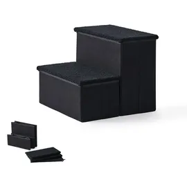 Relaxdays Hundetreppe Faltbar Schwarz 2 Stufen 40 cm x 35 cm x 32 cm