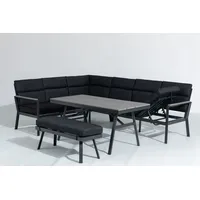 Gardissimo Dining-Ecklounge "Nabari" inkl. Ecksofa, Bank, Tisch und Kissen