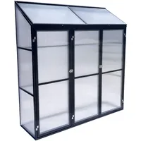 Tomatenhaus Anlehngewächshaus Aufzuchtschrank Treibhaus Frühbeet Pflanzenhaus Aluminium Beistell-Gewächshaus klein mit Rückwand 180x55X190 cm(Schwarz)