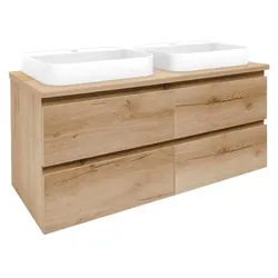 SAT B-Way Badezimmerschrank mit Waschbecken und Abdeckplatte 119x50x45 cm Honigeiche Schachmatt BWAY2120OAKDESKU