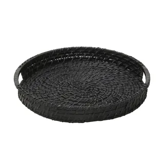HOME STORY Tablett   ¦ schwarz ¦ Bambus,Rattan ¦ Maße (cm): H: 5  Ø: 36.0