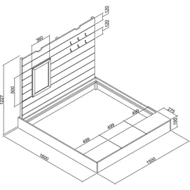 Axi Holzsandkasten Mandy XXL mit Sitzbank, Stauraum, Deckel & Kreidetafel Anthrazit/Braun