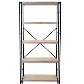 Mendler Bücherregal HWC-A27 165 x 80 cm MDF Eiche beige