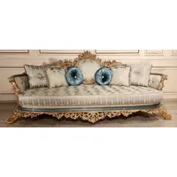 Casa Padrino Luxus Barock Wohnzimmer Sofa Türkis / Creme / Gold - Handgefertigtes Barockstil Sofa - Luxus Wohnzimmer Möbel im Barockstil - Barock Möbel - Edel & Prunkvoll