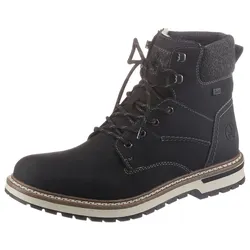 Schnürstiefel RIEKER, Herren, Gr. 41, schwarz (schwarz, grau), Lederimitat, modisch, Schuhe Schnürboots Herbstschuh, mit Rieker-TEX Ausstattung