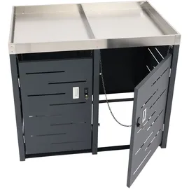 Mendler Mülltonnenverkleidung HWC-H40b 110 x 115 x 62 cm grau