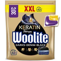 Woolite Caps Schwarz & Denim 43 Stk Keratin Waschmittel Kapseln 4in1