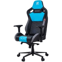 Elite Gaming-Stuhl MERCENARY groß, ergonomisch mit Premium-Rücken- und Kopf-Nackenkissen, 48-53cm (Schwarz/Grau/Blau)