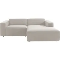 Ecksofa ANDAS "Noord" Sofas Gr. B/H/T: 234cm x 71cm x 161cm, Struktur, Recamiere rechts, beige (cream) mit Kedernaht, Breite 234 cm, Cord, Struktur, Webstoff